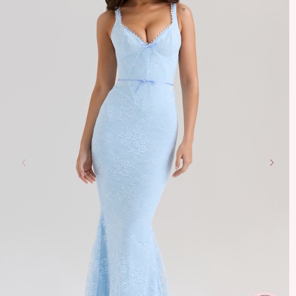 House of CB Lace Bodycon Dress in Light Blue - Picture 2 of 3